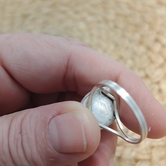 Vtg. Native American Singed Sterling Silver & Blue lace Agate ring size 9 1/2 - Picture 8 of 9